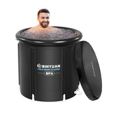 BINYUAN XL ice bath tub with cover, compact storage for convenient cold therapy.