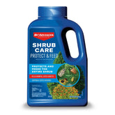 BioAdvanced Shrub Care granules bag ready for outdoor use, protecting shrubs from pests.