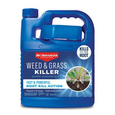 BioAdvanced weed killer concentrate bottle close-up showing fast-acting formula.