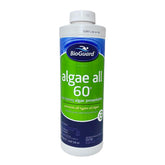 BioGuard Algae All 60 bottle demonstrating non-foaming algae prevention for pools.