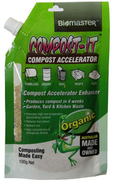 Biomaster Compost-It spout pack 100g front view for quick composting