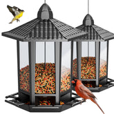Birdream outdoor hanging bird feeder in pagoda style attracts songbirds.
