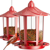 Birdream two-pack outdoor hanging feeders with easy setup and sturdy castle design.