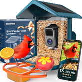 Birdsfave bird feeder camera front view with 2K video for backyard watching.