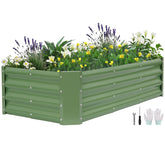 BIRDSINYARD galvanized raised bed assembly demonstrates sturdy outdoor construction.