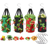 Birheatry hanging strawberry planter bag 3 gal for space-saving balcony gardens
