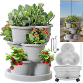 Birheatry vertical strawberry planter with three tiers for compact balconies.