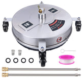 Biswing 18-inch surface cleaner front view shows broad, efficient cleaning on wide patios.