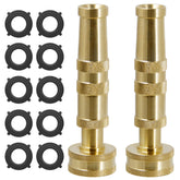 Biswing brass hose nozzle front view highlights durable 4-inch design for steady watering.