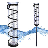 BIUWING rain gauge mounted on a durable metal frame for outdoor use