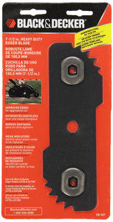 BLACK+DECKER Edger Hog blade closeup, serrated edge for clean edging.