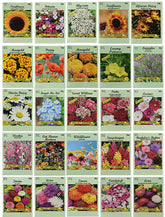 Black Duck Brand flower seed set packets on display, showcasing variety and premium quality for a vibrant garden.