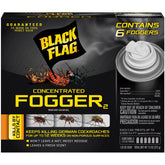 Black Flag Concentrated Fogger canister releasing mist for fast indoor pest control