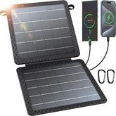 BLAVOR 10W solar charger folded compact attached to a backpack for on-the-go power.
