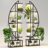 BLAZPATH plant stand side view with grow lights for even illumination