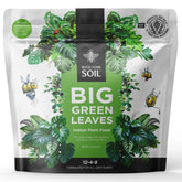 Bless Your Soil Big Green Leaves bottle shows nitrogen-rich indoor plant food for greener growth