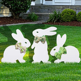 Blevla Easter Bunny yard sign 3-pack front view, durable outdoor PVC decor.