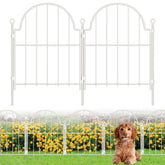 Blingluck decorative garden fence arch panel in white adds graceful border to your yard.