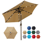 Blissun 7.5 ft solar LED patio umbrella lights up evening gatherings.