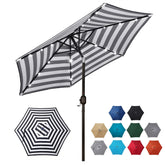 Blissun 7.5 ft solar umbrella lit by 18 LEDs for evening ambiance