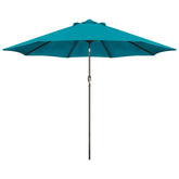 Blissun 9' cerulean patio umbrella opens over a sunny outdoor area for shade.