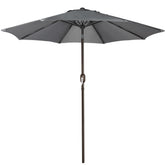 Blissun 9 ft patio umbrella opens with a crank for quick shade over a dining table