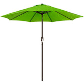 Blissun 9ft patio umbrella with lime fabric provides sun shade and rain resistance.