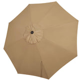 Blissun 9ft canopy close-up shows tan fabric with UV protection for sunny patios.