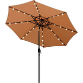 Blissun 9ft solar umbrella assembly shows a sturdy frame for easy outdoor shade.