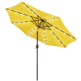 Blissun 9ft solar umbrella top view shows wide shade coverage for outdoor spaces