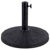 Blissun heavy-duty patio umbrella base close-up shows sturdy resin durability.