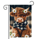 BlissYard Highland Cow Daisy design flag adds playful spring charm to your garden.