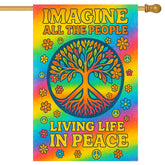 BlissYard Imagine Peace Tree of Life flag doubles as outdoor garden decor with vibrant colors
