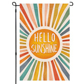 BLKWHT Hello Sunshine garden flag 12x18 for vibrant outdoor display.