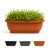 Bloem Deck Balcony Rail Planter 24-inch Terra Cotta with matte finish for patios and balconies