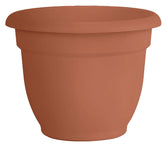 Bloem Fiskars Ariana 12in clay planter, front view; ideal for balcony decor and plant health