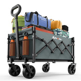 Blomoba collapsible wagon with 220lbs capacity, ready for tents, gear, and groceries.