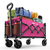 Blomoba collapsible wagon with 360° wheels for smooth transport on sand or trails