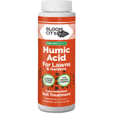 Bloom City Organic Liquid Humic bottle pours to boost soil vitality