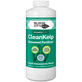 Bloom City seaweed fertilizer bottle front shows the organic formulation for healthier roots.