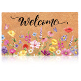 Blosssound spring floral doormat greets guests with natural coir texture for spring entryways.