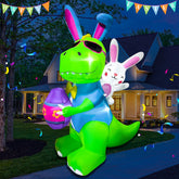BLOWOUT FUN 6FT Easter inflatable dinosaur with egg lights for outdoor display
