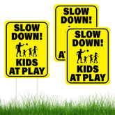 BLSUREFYX slow down kids at play sign 14.2x11 inches front view improves street visibility