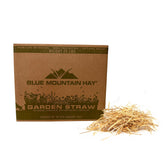 Blue Mountain Hay organic garden straw bag for mulch and even coverage.