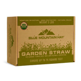 Blue Mountain Hay Organic Garden Straw mulch spread over beds for moisture retention