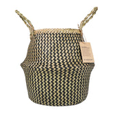 Blueming Home wicker plant basket in black with seagrass texture for indoor olive tree display.