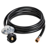 BlueStars 8ft propane hose with regulator for outdoor grilling.