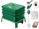 Blütezeit 3-Tray Worm Composter front view in green, ideal for compact indoor use.
