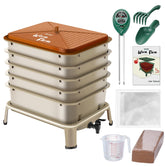 Blütezeit 5-Tray Worm Compost Bin gold with stacked trays for efficient vermicomposting.