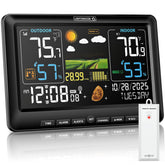 BluSon Weather Station displaying indoor and outdoor data on a 7.5-inch color screen